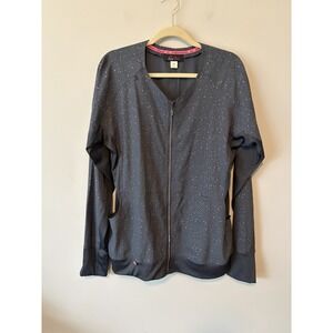 Koi Lite Women's Dobby Scrub Jacket Black Grey Sparkle Bling Pockets Size XL